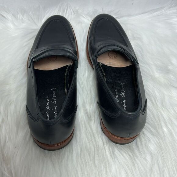 Antonio Maurici Midnight‎ Blue/Black Leather Penny. Loafers Sz 40